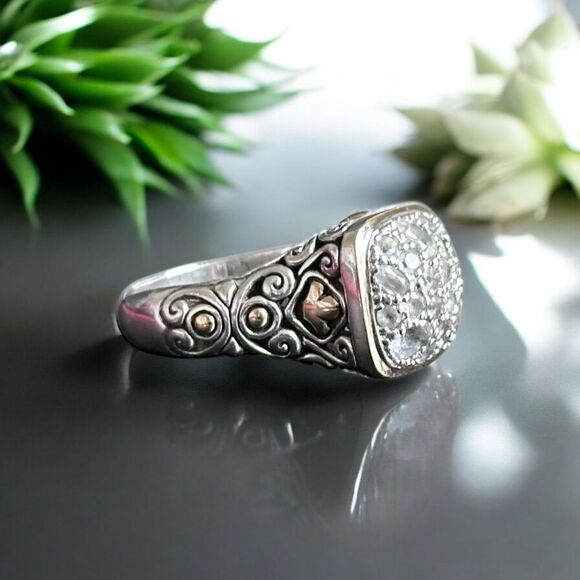 John Hardy Jewelry - John Hardy Designer .925/18k Gold Light Colored Stone Cluster Ring. Size 7
